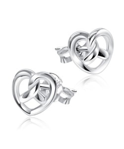 Knotted Heart Stud Earrings - STS-5346 